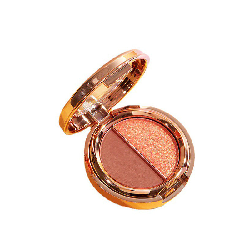 Fine glitter two-color eye shadow pearlescent pumpkin color matte glitter powder earth color eye shadow palette make-up beauty makeup