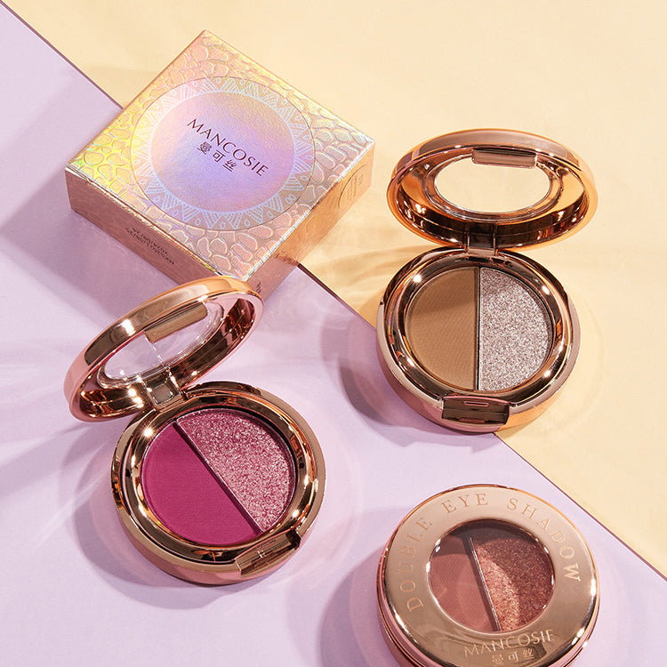 Fine glitter two-color eye shadow pearlescent pumpkin color matte glitter powder earth color eye shadow palette make-up beauty makeup
