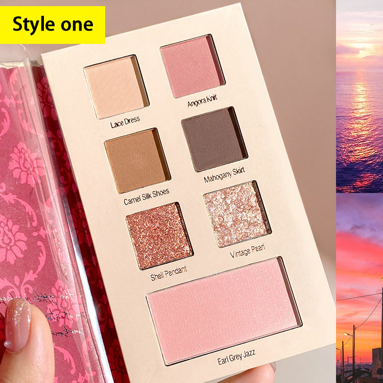 Lace Girl Eyeshadow Palette Eyeshadow Book 6 Color Makeup Blush Milk Tea Earth Color Pearlescent Matte