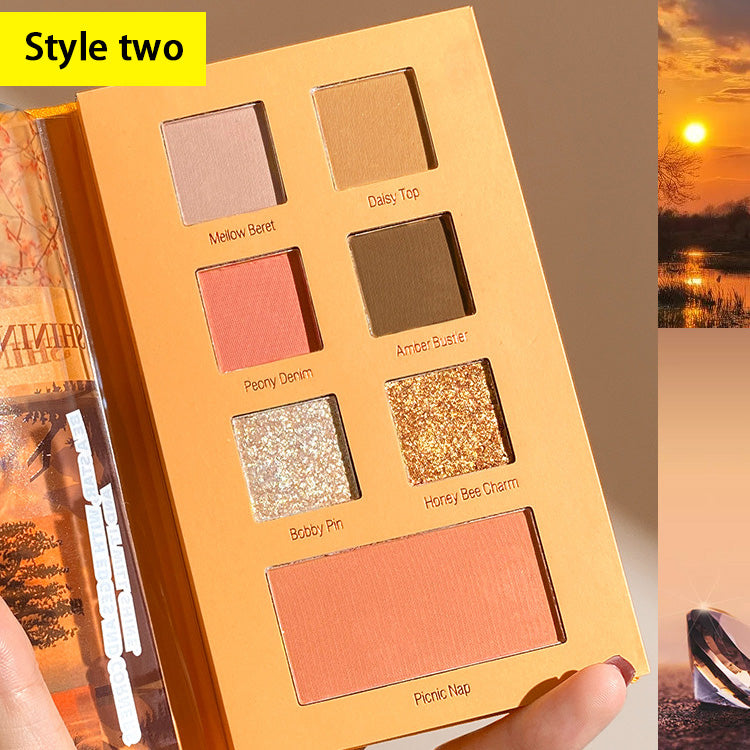 Lace Girl Eyeshadow Palette Eyeshadow Book 6 Color Makeup Blush Milk Tea Earth Color Pearlescent Matte