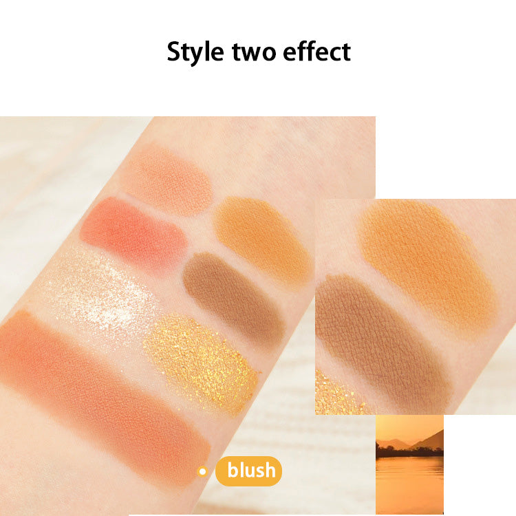 Lace Girl Eyeshadow Palette Eyeshadow Book 6 Color Makeup Blush Milk Tea Earth Color Pearlescent Matte
