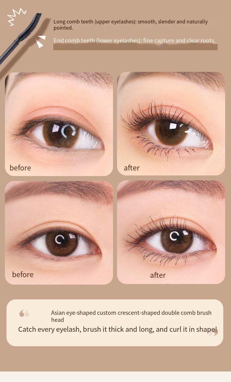 Curling Mascara Waterproof, Sweatproof, Not Smudge-resistant, Long-lasting Lashes