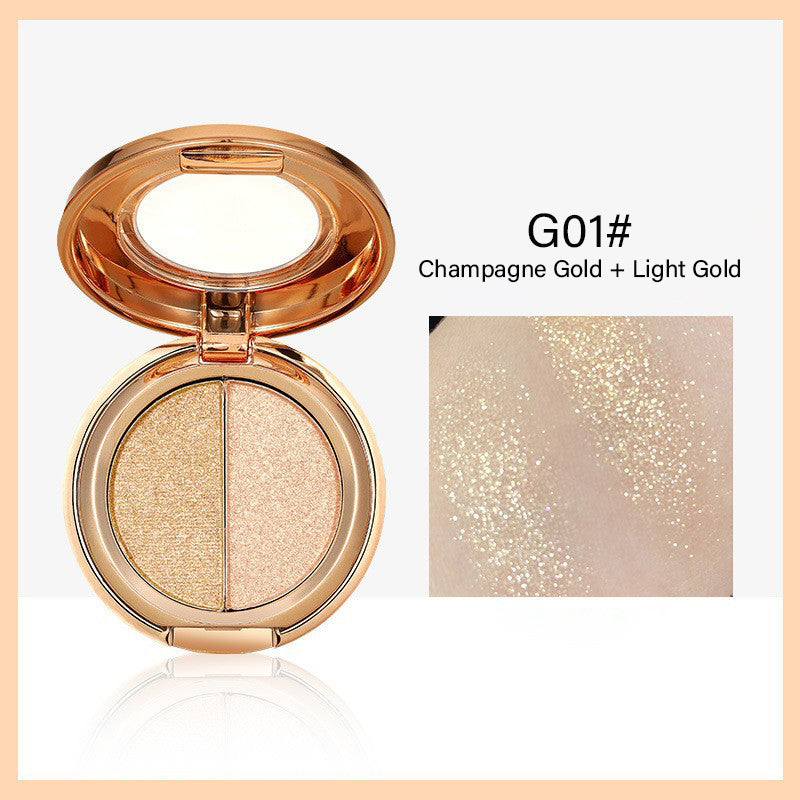 Fine glitter two-color eye shadow pearlescent pumpkin color matte glitter powder earth color eye shadow palette make-up beauty makeup
