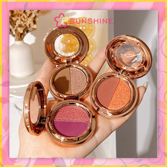 Fine glitter two-color eye shadow pearlescent pumpkin color matte glitter powder earth color eye shadow palette make-up beauty makeup