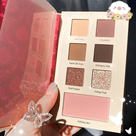 Lace Girl Eyeshadow Palette Eyeshadow Book 6 Color Makeup Blush Milk Tea Earth Color Pearlescent Matte