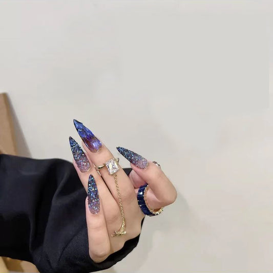 HM11-The original work of the famous nail designer champion [Deluxe glittering diamond handmade nail]